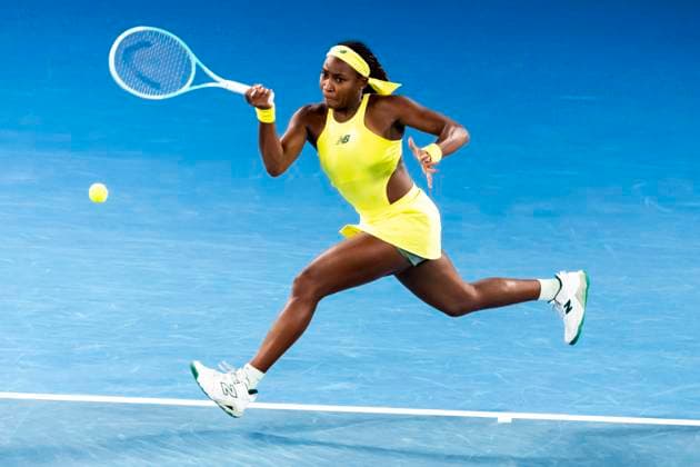 MELBOURNE, VIC - JANUARY 15: Coco Gauff of the United States of America in action during Round 2 of the 2025 Australian Open on January 15 2025, at Melbourne Park in Melbourne, Australia. (Photo by Jason Heidrich Icon Sportswire) TENNIS: JAN 15 Australian Open EDITORIAL USE ONLY Icon250115140