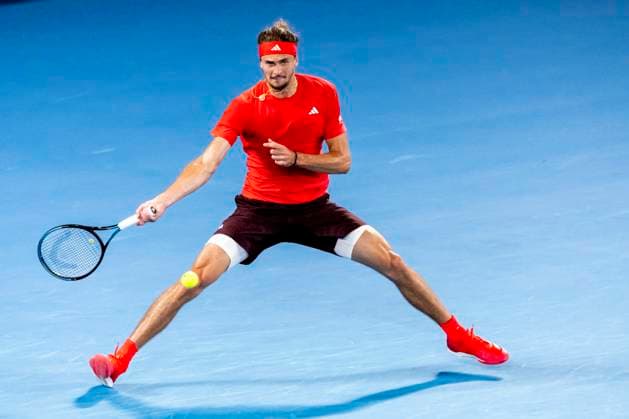 MELBOURNE, VIC - JANUARY 15: Alexander Zverev of Germany in action during Round 2 of the 2025 Australian Open on January 15 2025, at Melbourne Park in Melbourne, Australia. (Photo by Jason Heidrich Icon Sportswire) TENNIS: JAN 15 Australian Open EDITORIAL USE ONLY Icon250115237