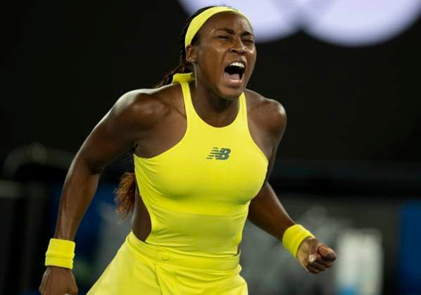 (250115) -- MELBOURNE, Jan. 15, 2025 -- Coco Gauff reacts during the women s singles second round match between Coco Gauff of the United States and Jodie Burrage of Britain at Australian Open tennis tournament in Melbourne, Australia, Jan. 15, 2025. ) (SP)AUSTRALIA-MELBOURNE-TENNIS-AUSTRALIAN OPEN LuixSiuxWai 