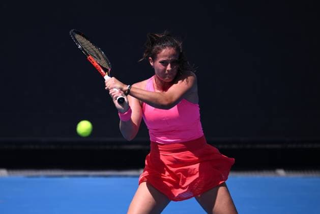 TENNIS AUSTRALIAN OPEN, Daria Kasatkina of Russia returns during her round 2 match against Yafan Wang of China during the 2025 Australian Open at Melbourne Park in Melbourne, Thursday, January 16, 2025. ( NO ARCHIVING, EDITORIAL USE ONLY, NO USE IN BOOKS WITHOUT CONSENT MELBOURNE VICTORIA AUSTRALIA  Copyright: xJOELxCARRETTx 20250116145970194286