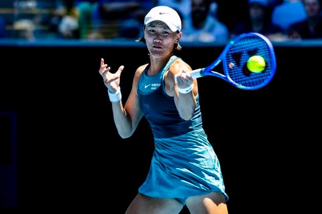 MELBOURNE, VIC - JANUARY 16: Xiyu Wang of China in action during Round 2 of the 2025 Australian Open on January 16 2025, at Melbourne Park in Melbourne, Australia. (Photo by Jason Heidrich Icon Sportswire) TENNIS: JAN 16 Australian Open EDITORIAL USE ONLY Icon250116049