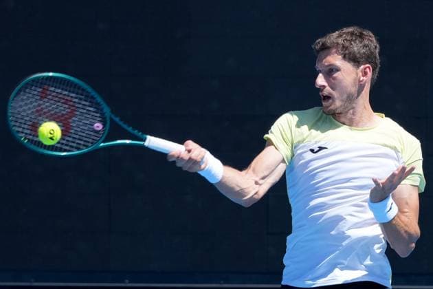 January 16, 2025: PABLO CARRENO BUSTA of Spain in action against 21st seed BEN SHELTON of the USA on KIA Arena in a Men s Singles 2nd round match on day 5 of the 2025 Australian Open in Melbourne, Australia. Cal Media Melbourne Australia - ZUMAc04_ 20250116_faf_c04_028 Copyright: xSydneyxLowx