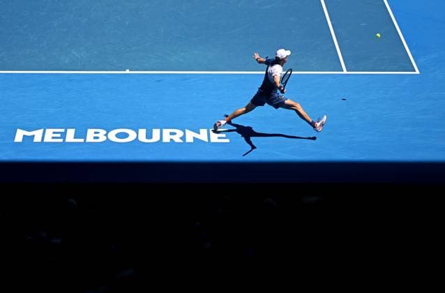 Sport Bilder des Tages TENNIS AUSTRALIAN OPEN, Alex De Minaur of Australia in action during his round 2 match against Tristian Boyer of USA during the 2025 Australian Open at Melbourne Park in Melbourne, Thursday, January 16, 2025. ( NO ARCHIVING, EDITORIAL USE ONLY, NO USE IN BOOKS WITHOUT CONSENT MELBOURNE VICTORIA AUSTRALIA  Copyright: xLUKASxCOCHx 20250116197397588694