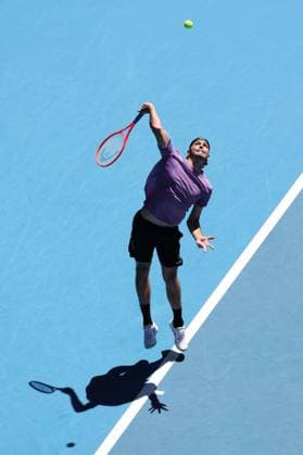 Taylor Fritz of USA serves Australian Open, Day Five, Tennis, Melbourne Park, Melbourne, Australia - 16 Jan 2025  Copyright: xRachelxBach Shutterstockx 15102640cf