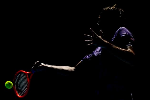 MELBOURNE, VIC - JANUARY 16: Taylor Fritz of the United States of America in action during Round 2 of the 2025 Australian Open on January 16 2025, at Melbourne Park in Melbourne, Australia. (Photo by Jason Heidrich Icon Sportswire) TENNIS: JAN 16 Australian Open EDITORIAL USE ONLY Icon250116135