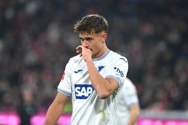Tom BISCHOF 1899 Hoffenheim, disappointment, frustration, disappointed, frustrated, dejected, action, single image, cropped single motif, half figure, half figure Football 1 Bundesliga Season 2024 2025, 17 Matchday, Matchday17 FC Bayern Muenchen TSG 1899 Hoffenheim 5 0 on 15 01 2025 , A L L I A N Z A R E N A
