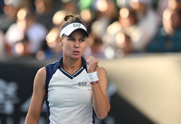 TENNIS AUSTRALIAN OPEN, Veronika Kudermetova of Russia reacts during her round 2 match against Katie Boulter of Great Britain during the 2025 Australian Open at Melbourne Park in Melbourne, Thursday, January 16, 2025. ( NO ARCHIVING, EDITORIAL USE ONLY, NO USE IN BOOKS WITHOUT CONSENT MELBOURNE VICTORIA AUSTRALIA  Copyright: xLUKASxCOCHx 20250116189207741016