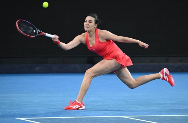 TENNIS AUSTRALIAN OPEN, Elena-Gabriela Ruse of Romania in action during her round 2 match against Madison Keys of USA during the 2025 Australian Open at Melbourne Park in Melbourne, Thursday, January 16, 2025. ( NO ARCHIVING, EDITORIAL USE ONLY, NO USE IN BOOKS WITHOUT CONSENT MELBOURNE VICTORIA AUSTRALIA  Copyright: xJOELxCARRETTx 20250116110616591311