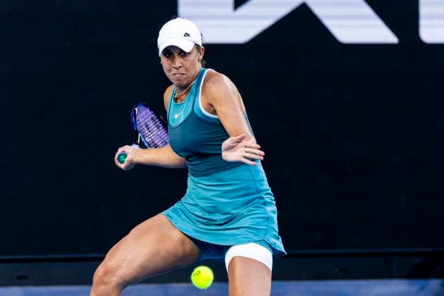 MELBOURNE, VIC - JANUARY 16: Madison Keys of the United States of America in action during Round 2 of the 2025 Australian Open on January 16 2025, at Melbourne Park in Melbourne, Australia. (Photo by Jason Heidrich Icon Sportswire) TENNIS: JAN 16 Australian Open EDITORIAL USE ONLY Icon250116165