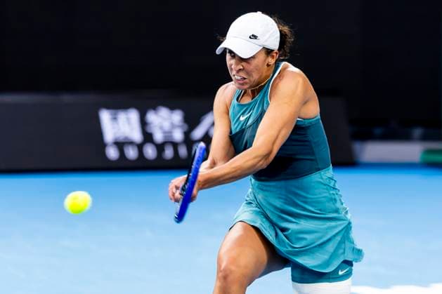 MELBOURNE, VIC - JANUARY 16: Madison Keys of the United States of America in action during Round 2 of the 2025 Australian Open on January 16 2025, at Melbourne Park in Melbourne, Australia. (Photo by Jason Heidrich Icon Sportswire) TENNIS: JAN 16 Australian Open EDITORIAL USE ONLY Icon250116178