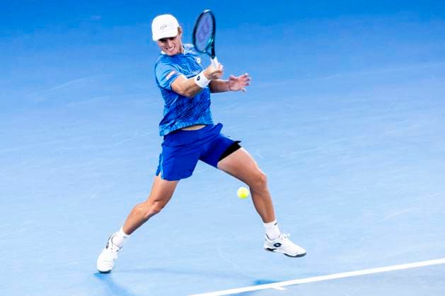 MELBOURNE, VIC - JANUARY 16: Tristan Schoolkate of Australia in action during Round 2 of the 2025 Australian Open on January 16 2025, at Melbourne Park in Melbourne, Australia. (Photo by Jason Heidrich Icon Sportswire) TENNIS: JAN 16 Australian Open EDITORIAL USE ONLY Icon250116193