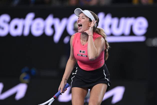 TENNIS AUSTRALIAN OPEN, Danielle Collins of USA reacts to the crowd after winning her round 2 match against Destanee Aiava of Australia during the 2025 Australian Open at Melbourne Park in Melbourne, Thursday, January 16, 2025. ( NO ARCHIVING, EDITORIAL USE ONLY, NO USE IN BOOKS WITHOUT CONSENT MELBOURNE VICTORIA AUSTRALIA  Copyright: xLUKASxCOCHx 20250116135223571250