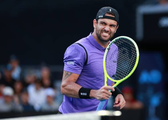 Matteo Berrettini ITA cheers after winning a point, emotion, joy, Australian Open 2024, Melbourne Park, Melbourne, Victoria, Australia Copyright: xJuergenxHasenkopfx