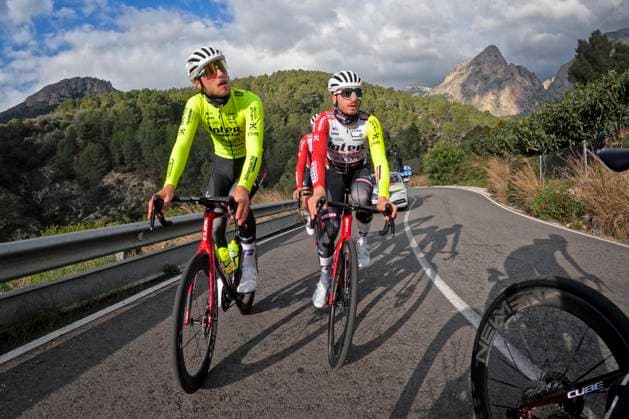 Intermarche Wanty Cycling Team Winter Training Camp {year} L ALFAS DEL PI, SPAIN - JANUARY 16 : Rutsch Jonas (GER) of Intermarche - Wanty, Rota Lorenzo (ITA) of Intermarche - Wanty pictured during a training session at the Intermarche Wanty UCI World Team winter stage camp as part of the preparation for the new 2025 season on January 16, 2025 in L Alfas del Pi, Spain, 16 01 2025 L Alfas del Pi Spain  Copyright: xVincentxKalutx
