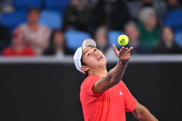 Australian Open - Mens Singles - Round 2 Learner Tien (USA) during his second match at the 2025 Australian Open at Melbourne Park in Melbourne, AUSTRALIA, on January 16, 2025. Photo by Corinne Dubreuil ABACAPRESS.COM Melbourne Australia  Copyright: xDubreuilxCorinne ABACAx