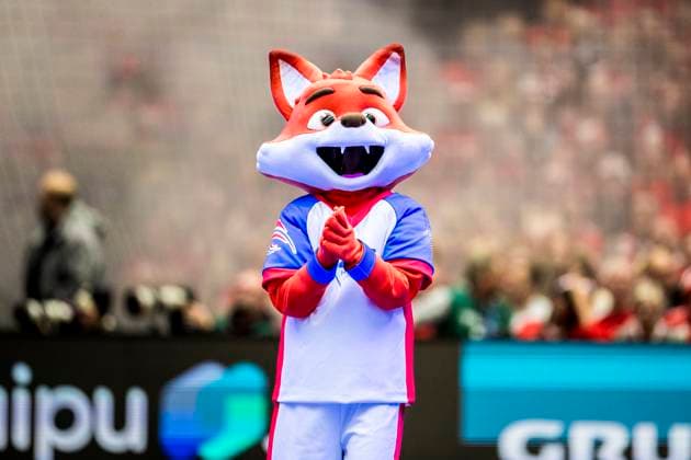 Tunisia v Denmark, 2025 IHF Men™s Handball World Cup, Herning, Denmark Herning, Denmark. 16th, January 2025. The tournament mascot Foxy the Fox seen during the 2025 IHF Men™s Handball World Cup match between Tunisia and Denmark at Jyske Bank Boxen in Herning. Denmark, Herning  Copyright: xGonzalesxPhoto LassexLagonix