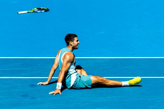 MELBOURNE, VIC - JANUARY 17: Carlos Alcaraz of Spain in action during Round 3 of the 2025 Australian Open on January 17 2025, at Melbourne Park in Melbourne, Australia. (Photo by Jason Heidrich Icon Sportswire) TENNIS: JAN 17 Australian Open EDITORIAL USE ONLY Icon250117124