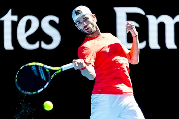 MELBOURNE, VIC - JANUARY 17: Jacob Fearnley of the United Kingdom in action during Round 3 of the 2025 Australian Open on January 17 2025, at Melbourne Park in Melbourne, Australia. (Photo by Jason Heidrich Icon Sportswire) TENNIS: JAN 17 Australian Open EDITORIAL USE ONLY Icon250117164