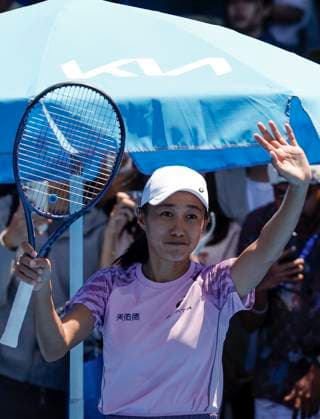 (250117) -- MELBOURNE, Jan. 17, 2025 -- Zhang Shuai celebrates winning the mixed doubles 1st round match between Zhang Shuai (China) Rohan Bopanna (India) and Kristina Mladenovic (France) Ivan Dodig (Croatia) at Australian Open tennis tournament in Melbourne, Australia, Jan. 17, 2025. ) (SP)AUSTRALIA-MELBOURNE-TENNIS-AUSTRALIAN OPEN-DAY 6 MaxPing 