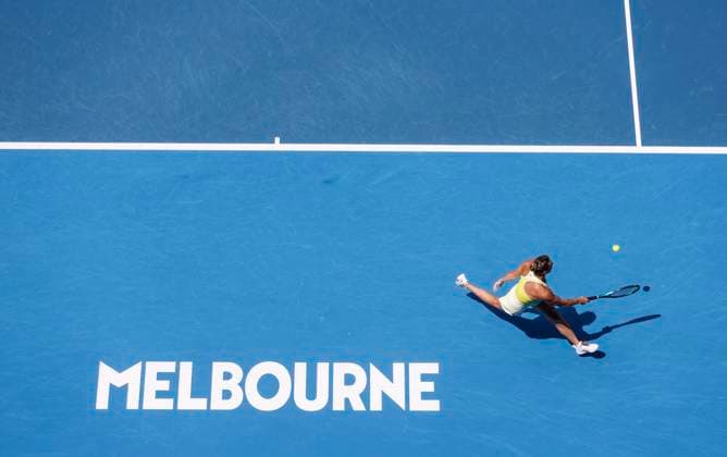 (250117) -- MELBOURNE, Jan. 17, 2025 -- Aryna Sabalenka hits a return during the women s singles 3rd round match between Aryna Sabalenka of Belarus and Clara Tauson of Denmark at Australian Open tennis tournament in Melbourne, Australia, Jan. 17, 2025. ) (SP)AUSTRALIA-MELBOURNE-TENNIS-AUSTRALIAN OPEN-DAY 6 MaxPing 
