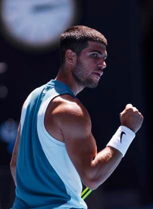 (250117) -- MELBOURNE, Jan. 17, 2025 -- Carlos Alcaraz celebrates during the men s singles third round match between Carlos Alcaraz of Spain and Nuno Borges of Portugal at Australian Open tennis tournament in Melbourne, Australia, Jan. 17, 2025. ) (SP)AUSTRALIA-MELBOURNE-TENNIS-AUSTRALIAN OPEN-DAY 6 MaxPing 