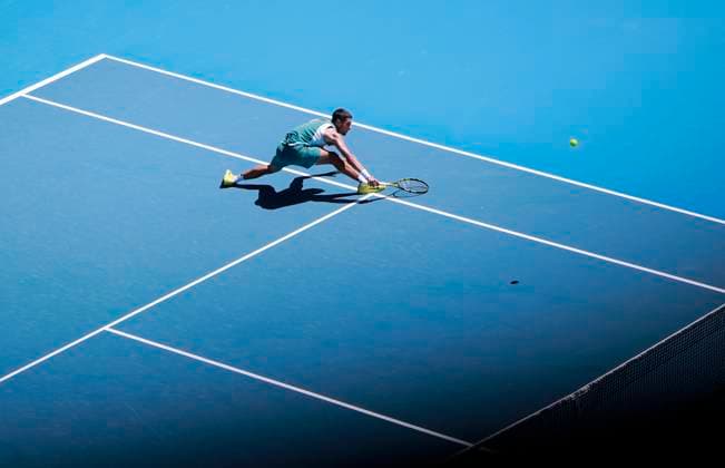 (250117) -- MELBOURNE, Jan. 17, 2025 -- Carlos Alcaraz hits a return during the men s singles third round match between Carlos Alcaraz of Spain and Nuno Borges of Portugal at Australian Open tennis tournament in Melbourne, Australia, Jan. 17, 2025. ) (SP)AUSTRALIA-MELBOURNE-TENNIS-AUSTRALIAN OPEN-DAY 6 MaxPing 