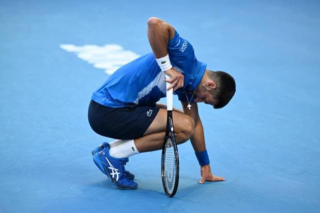 TENNIS AUSTRALIAN OPEN, Novak Djokovic of Serbia during his round three match against Tomas Machac of Czechia during the 2025 Australian Open at Melbourne Park in Melbourne, Friday, January 17, 2025. ( NO ARCHIVING, EDITORIAL USE ONLY, NO USE IN BOOKS WITHOUT CONSENT MELBOURNE VICTORIA AUSTRALIA  Copyright: xJAMESxROSSx 20250117137899581420