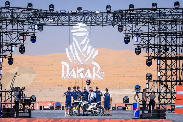 DAKAR 2025 - CEREMONY AND FINISH PODIUM 106 MUSTAD Axel (nor), Husqvarna, HT Rally Raid, FIM W2RC, Motul, Rally2, action during the Ceremony and Finish Podium of the Dakar 2025 on January 17, 2025 in Subaytah, Saudi Arabia - SubaytahSaudi Arabia  Copyright: xJULIENxDELFOSSEx