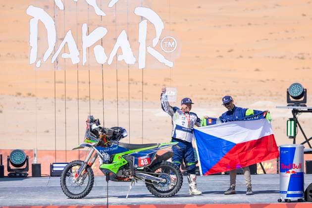 DAKAR 2025 - CEREMONY AND FINISH PODIUM 48 PABISKA David (cze), KTM, SP Moto Bohemia, FIM W2RC, Rally2, Original by Motul, action during the Ceremony and Finish Podium of the Dakar 2025 on January 17, 2025 in Subaytah, Saudi Arabia - SubaytahSaudi Arabia  Copyright: xJULIENxDELFOSSEx