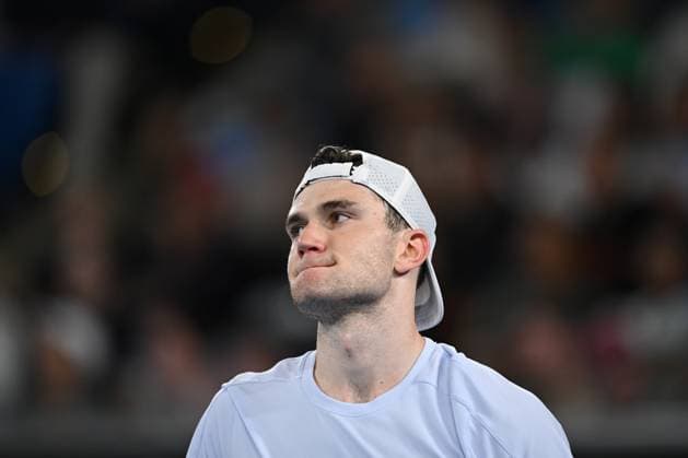 TENNIS AUSTRALIAN OPEN, Jack Draper of Great Britian reacts during his round three match against Aleksandar Vukic of Australia during the 2025 Australian Open at Melbourne Park in Melbourne, Friday, January 17, 2025. ( NO ARCHIVING, EDITORIAL USE ONLY, NO USE IN BOOKS WITHOUT CONSENT MELBOURNE VICTORIA AUSTRALIA  Copyright: xLUKASxCOCHx 20250117144036059066