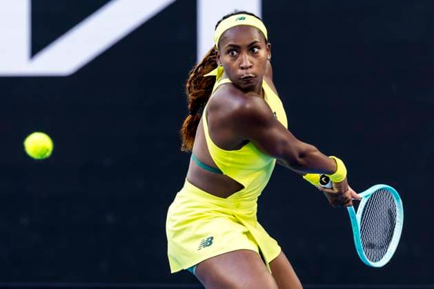 MELBOURNE, VIC - JANUARY 17: Coco Gauff of the United States of America in action during Round 3 of the 2025 Australian Open on January 17 2025, at Melbourne Park in Melbourne, Australia. (Photo by Jason Heidrich Icon Sportswire) TENNIS: JAN 17 Australian Open EDITORIAL USE ONLY Icon250117199