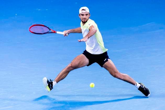 MELBOURNE, VIC - JANUARY 17: Tomas Machac of Czechia in action during Round 3 of the 2025 Australian Open on January 17 2025, at Melbourne Park in Melbourne, Australia. (Photo by Jason Heidrich Icon Sportswire) TENNIS: JAN 17 Australian Open EDITORIAL USE ONLY Icon250117228