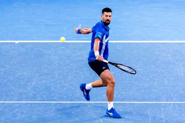 MELBOURNE, VIC - JANUARY 17: Novak Djokovic of Serbia in action during Round 3 of the 2025 Australian Open on January 17 2025, at Melbourne Park in Melbourne, Australia. (Photo by Jason Heidrich Icon Sportswire) TENNIS: JAN 17 Australian Open EDITORIAL USE ONLY Icon250117242