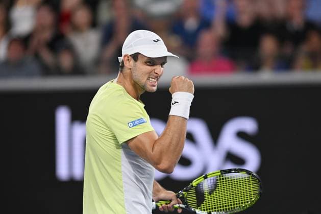 TENNIS AUSTRALIAN OPEN, Aleksandar Vukic of Australia reacts during his round three match against Jack Draper of Great Britain during the 2025 Australian Open at Melbourne Park in Melbourne, Friday, January 17, 2025. ( NO ARCHIVING, EDITORIAL USE ONLY, NO USE IN BOOKS WITHOUT CONSENT MELBOURNE VICTORIA AUSTRALIA  Copyright: xLUKASxCOCHx 20250117174647680561