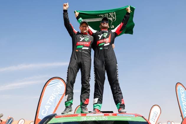 DAKAR 2025 - STAGE 12 201 AL RAJHI Yazeed (sau), GOTTSCHALK Timo (ger), Toyota, Yazeed Racing, Overdrive Racing, FIA W2RC, Ultimate, portrait during the Stage 12 of the Dakar 2025 on January 17, 2025 around Subaytah, Saudi Arabia - SubaytahSaudi Arabia  Copyright: xFREDERICxLExFLOCxHx
