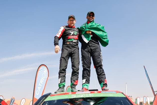 DAKAR 2025 - STAGE 12 201 AL RAJHI Yazeed (sau), GOTTSCHALK Timo (ger), Toyota, Yazeed Racing, Overdrive Racing, FIA W2RC, Ultimate, portrait during the Stage 12 of the Dakar 2025 on January 17, 2025 around Subaytah, Saudi Arabia - SubaytahSaudi Arabia  Copyright: xFREDERICxLExFLOCxHx