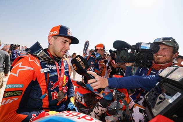 DAKAR 2025 - STAGE 12 BENAVIDES Luciano (arg), KTM, Red Bull KTM Factory Racing, RallyGP, portrait, TV, media, illustration during the Stage 12 of the Dakar 2025 on January 17, 2025 around Subaytah, Saudi Arabia - SubaytahSaudi Arabia  Copyright: xFREDERICxLExFLOCxHx