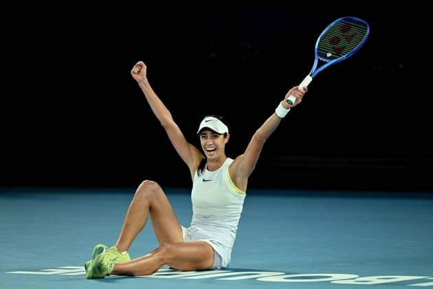 TENNIS AUSTRALIAN OPEN, Olga Danilovic of Serbia celebrates match point during her round three win over Jessica Pegula of USA during the 2025 Australian Open at Melbourne Park in Melbourne, Friday, January 17, 2025. ( NO ARCHIVING, EDITORIAL USE ONLY, NO USE IN BOOKS WITHOUT CONSENT MELBOURNE VICTORIA AUSTRALIA  Copyright: xJAMESxROSSx 20250117153337934991