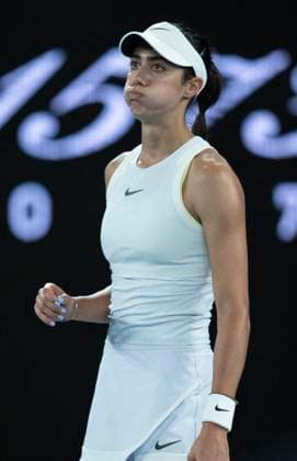 (250117) -- MELBOURNE, Jan. 17, 2025 -- Olga Danilovic reacts during the women s singles 3rd round match between Olga Danilovic of Serbia and Jessica Pegula of the United States at Australian Open tennis tournament in Melbourne, Australia, Jan. 17, 2025. ) (SP)AUSTRALIA-MELBOURNE-TENNIS-AUSTRALIAN OPEN-DAY 6 LuixSiuxWai 