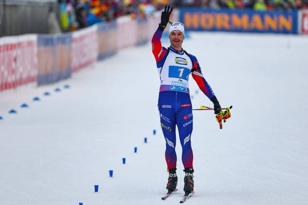 BIATHLON - IBU WC Ruhpolding RUHPOLDING,GERMANY,17.JAN.25 - BIATHLON - IBU World Cup, 4x7.5km relay, men. Image shows the rejoicing of Emilien Jacquelin (FRA).  GEPAxpictures xThomasxBachun