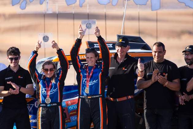 DAKAR 2025 - CEREMONY AND FINISH PODIUM 315 QUANDT Annett (ger), SEEL Annie (swe), X-Raid, X-Raid Team, Challenger T3, action during the Ceremony and Finish Podium of the Dakar 2025 on January 17, 2025 in Subaytah, Saudi Arabia - SubaytahSaudi Arabia  Copyright: xJULIENxDELFOSSEx