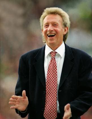 Denis Law (Ex Man Utd player) Manchester United, ManU v West Ham United; 11 05 1997 