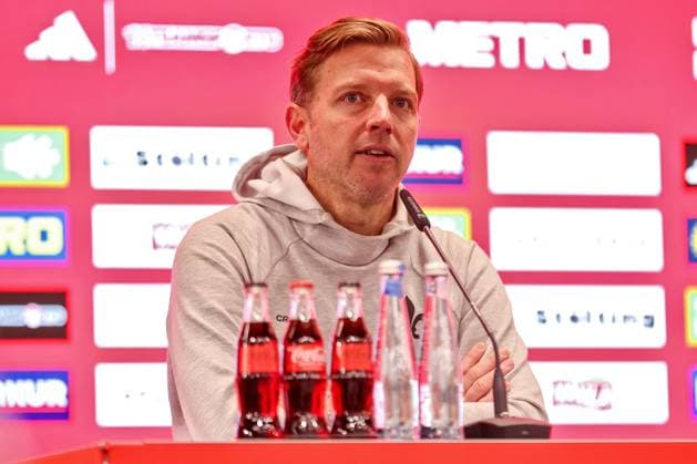 17 01 2025, Football, Fortuna Düsseldorf SV Darmstadt 98, 2 Fußball Bundesliga, Matchday 18, Merkur Spiel Arena, Season 2024 2025 Press conference with the coaches after the match Head coach Florian Kohfeldt SV Darmstadt DFB regulations prohibit any use of photographs as image sequences and or quasi video North Rhine-Westphalia Germany