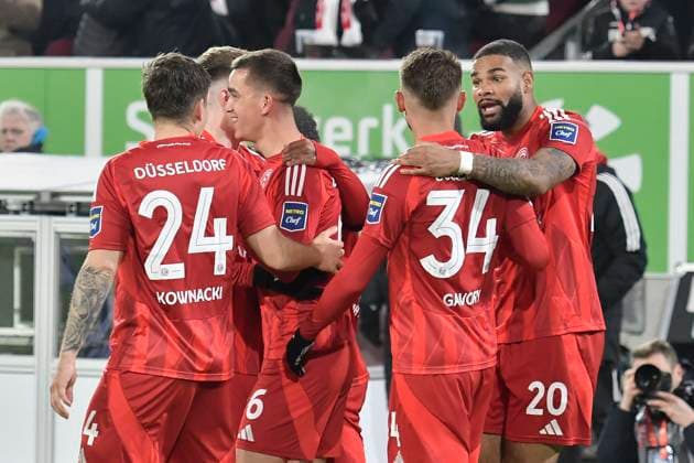 Giovanni Antoine Haag Duesseldorf 6 cheers after scoring the 2 0 goal with the team 17 01 2025 Soccer Fortuna Duesseldorf vs SV Darmstadt 98, Merkur Spiel Arena, Duesseldorf, DFB DFL REGULATIONS PROHIBIT ANY USE OF PHOTOGRAPHS AS IMAGE SEQUENCES AND OR QUASI VIDEO NRW Germany Copyright: xpepphotox xSaschaxWeizx pep00321, pep_20250117_hm_5814