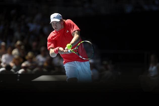 TENNIS AUSTRALIAN OPEN, Alex Michelsen of USA returns during his round three match against Karen Khachanov of Russia during the 2025 Australian Open at Melbourne Park in Melbourne, Saturday, January 18, 2025. ( NO ARCHIVING, EDITORIAL USE ONLY, NO USE IN BOOKS WITHOUT CONSENT MELBOURNE VICTORIA AUSTRALIA  Copyright: xLUKASxCOCHx 20250118160027177896