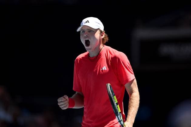 TENNIS AUSTRALIAN OPEN, Alex Michelsen of USA reacts during his round three match against Karen Khachanov of Russia during the 2025 Australian Open at Melbourne Park in Melbourne, Saturday, January 18, 2025. ( NO ARCHIVING, EDITORIAL USE ONLY, NO USE IN BOOKS WITHOUT CONSENT MELBOURNE VICTORIA AUSTRALIA  Copyright: xLUKASxCOCHx 20250118121598478597