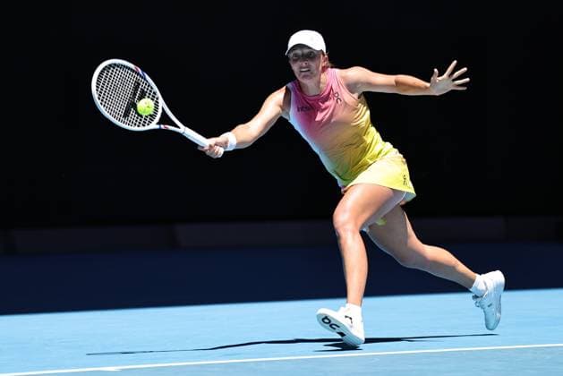 Iga Swiatek, POL, during third round of 2025 Australian Open in Melbourne, 18 01 2025