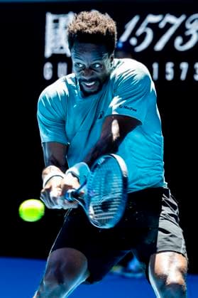 MELBOURNE, VIC - JANUARY 18: Gael Monfils of France in action during Round 3 of the 2025 Australian Open on January 18 2025, at Melbourne Park in Melbourne, Australia. (Photo by Jason Heidrich Icon Sportswire) TENNIS: JAN 18 Australian Open EDITORIAL USE ONLY Icon250118087