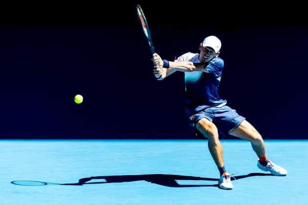 MELBOURNE, VIC - JANUARY 18: Alex de Minaur of Australia in action during Round 3 of the 2025 Australian Open on January 18 2025, at Melbourne Park in Melbourne, Australia. (Photo by Jason Heidrich Icon Sportswire) TENNIS: JAN 18 Australian Open EDITORIAL USE ONLY Icon250118152