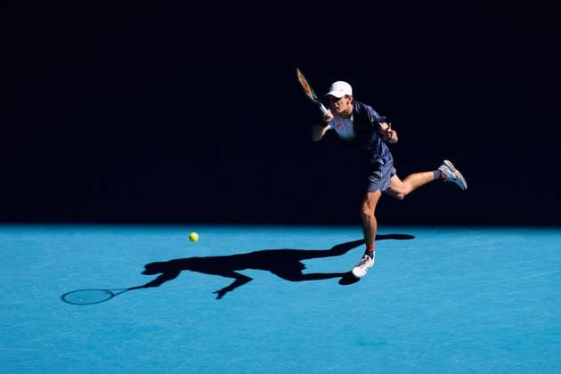 Alex de Minaur of Australia hits a forehand Australian Open, Day Seven, Tennis, Melbourne Park, Melbourne, Australia - 18 Jan 2025  Copyright: xRachelxBach Shutterstockx 15105041bg